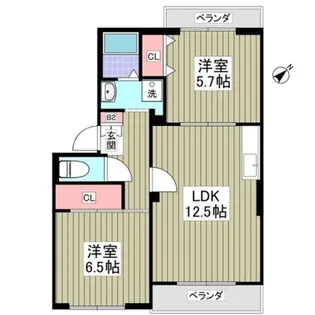リバーテラス中の郷【1階】の間取り