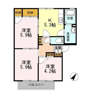 エクセル岸B【1階】の間取り