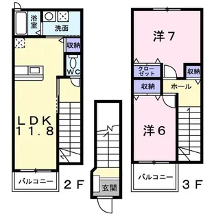 フリッシュI【2階】の間取り