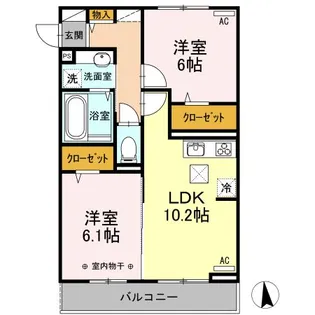 サブリナガーデン米沢城南【1階】の間取り