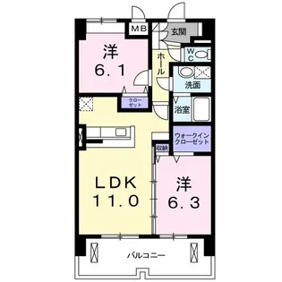 ペットマンションあかやま【2階】の間取り