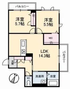 ソルブライト B棟【3階】の間取り