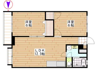 2LDKの間取り画像