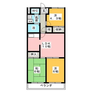 庄内公園朝日マンション【1階】の間取り