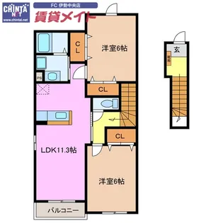 ヴェルデ・ルーチェ B棟【2階】の間取り
