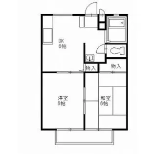 菊地ハイツD(2DK)【1階】の間取り