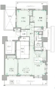 福岡県久留米市東和町【マンション】の間取り