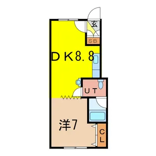 医大前スカイハイツB【1階】の間取り