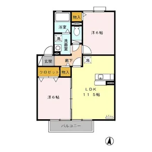 ビルヌーヴ B【2階】の間取り