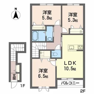 ディアスブランシェJ【2階】の間取り