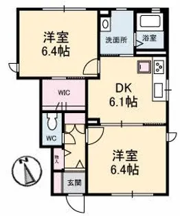 2DKの間取り画像