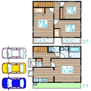 宮城県仙台市若林区中倉2【一戸建】の間取り