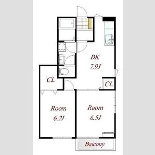 カーサカネジョウB【1階】の間取り