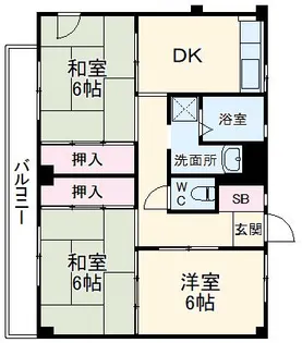 ビレッジハウス古和釜6号棟【5階】の間取り