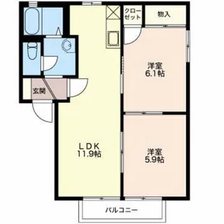 ガーデンタウン城所 B【2階】の間取り