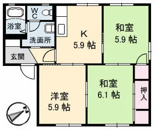 レーヴィンスKASEN 香【1階】の間取り
