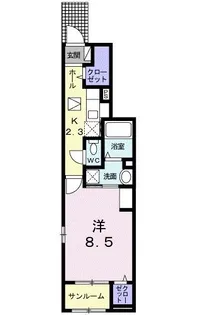リクワイヤドII【1階】の間取り