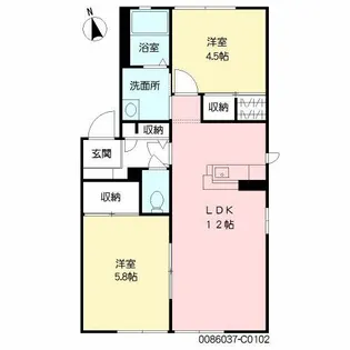 シャルム・K C棟【1階】の間取り