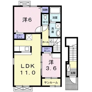 ハピネス・FII【2階】の間取り