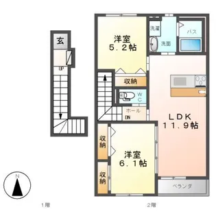 メルヴェイユIII【2階】の間取り