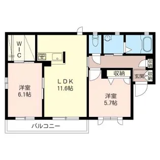 リリーシュフィールズ【2階】の間取り