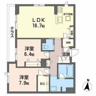 レジデンシア花楓【1階】の間取り