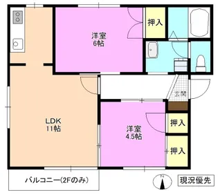 タウニー樹里F【2階】の間取り