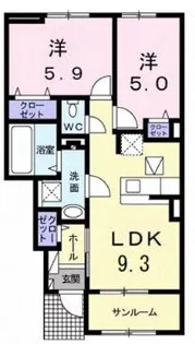 ル・メリディアンE【1階】の間取り