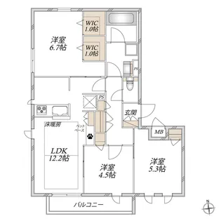 (仮称)荒川区東日暮里メゾン【3階】の間取り