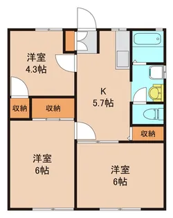 富士塚ハイツ【2階】の間取り