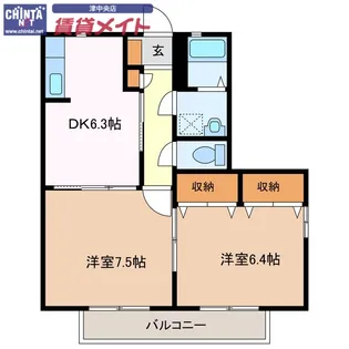 グランバリュー B【2階】の間取り
