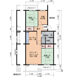 鹿の子台北ハイツ【1階】の間取り