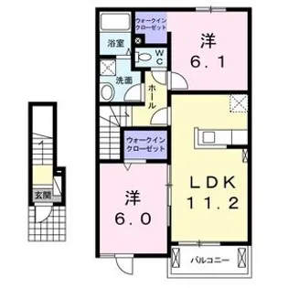 ウエストリバー【2階】の間取り