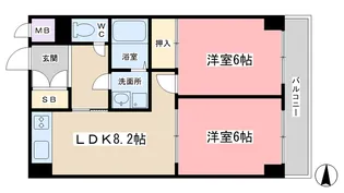 2LDKの間取り画像