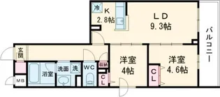 プライムガーデン若木【3階】の間取り