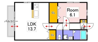 ウッディバードA棟【1階】の間取り