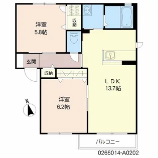カーサ・ラピスA棟【2階】の間取り
