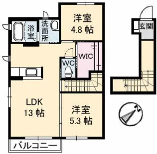 2LDKの間取り画像