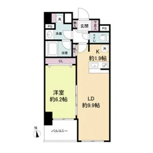 セレッソコート上本町EAST【9階】の間取り