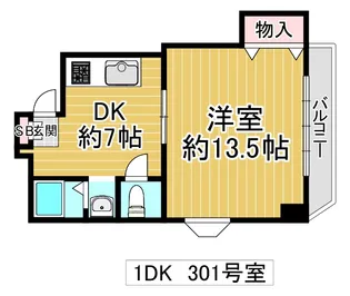 1DKの間取り画像