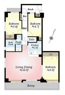 ライオンズマンション京王南大沢【5階】の間取り