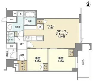 ブランズタワー梅田North【46階】の間取り