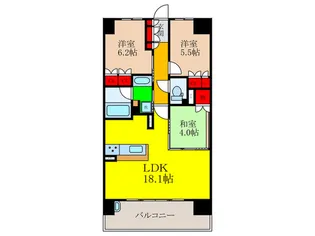 ブランニード水無瀬【10階】の間取り
