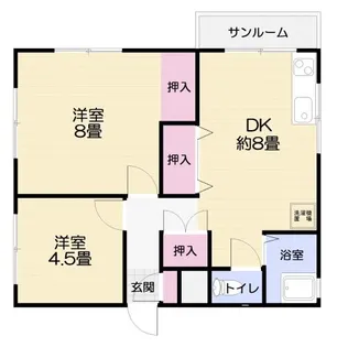 ハイツ蘭の丘第2【1階】の間取り