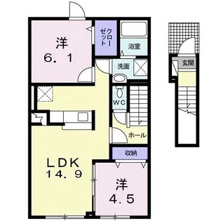 ウェルピアピープルタウン鶴野東【2階】の間取り