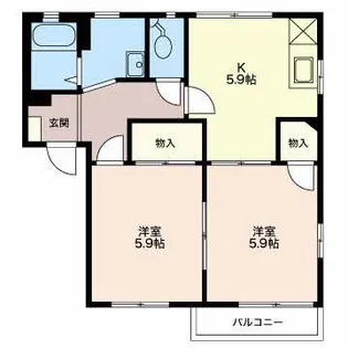 富貴原ハイツ B【1階】の間取り
