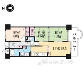 プレステアーバン西大和【6階】の間取り