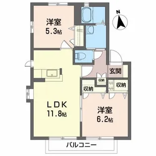 コーポ・サンモール【1階】の間取り
