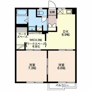 タウニィ神ノ輪B【2階】の間取り