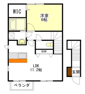 ウエストハイツ J&K【2階】の間取り